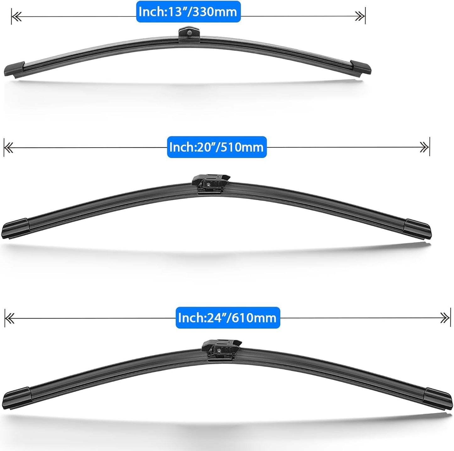 Windshield Wiper Blades Replacement for 2018 2019 2020 2021 2022 BMW X2 Original Factory Quality Front Rear Wipers Blade Set for My Car - 24" 20" 13" (Pack of 3)