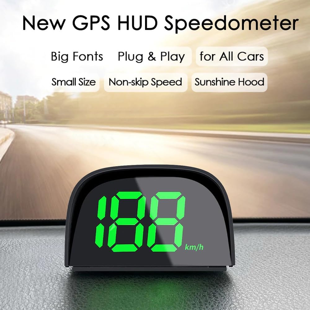 Shkalacar Car Digital GPS Speedometer Car HUD Heads Up Display with Speed, Mph/Kmh，USB Plug and Play for All Car