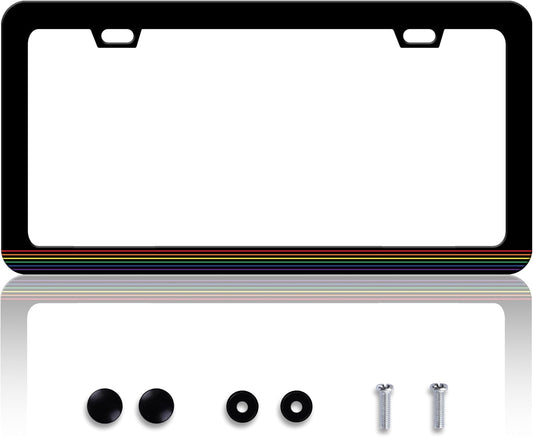 Gay Pride License Plate Frame LGBTQ License Plate Frames Personalise Stainless Steel Funny Design Compatible with Standard License Plate Holder for USA and Canada 6 X 12 Inch 2 Holes with Screws