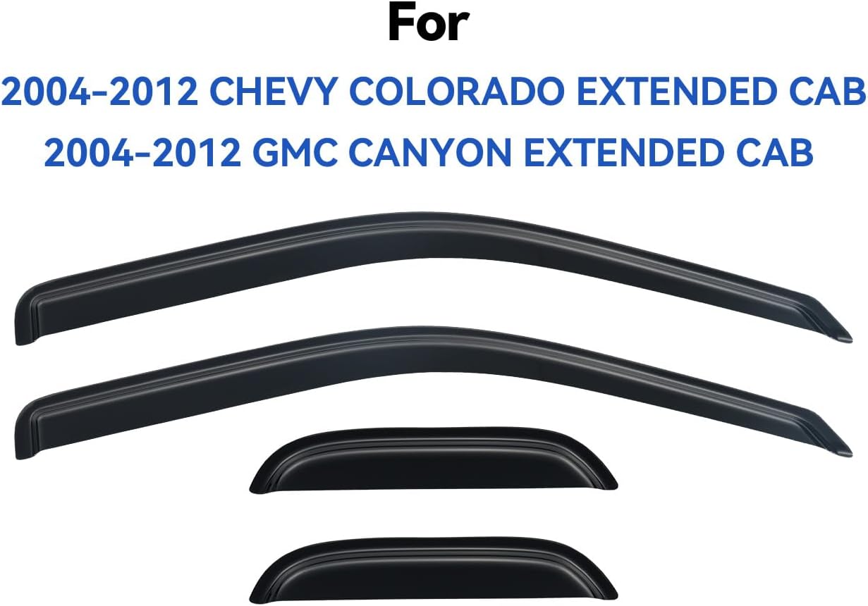 Window Visors Rain Guards Shield for 2004-2012 Chevy Colorado/GMC Canyon Extended Cab, Out-Channel Window Vent Wind Deflectors Visors Shades for 04 05 06 07 08 09 10 11 12 Colorado/Canyon