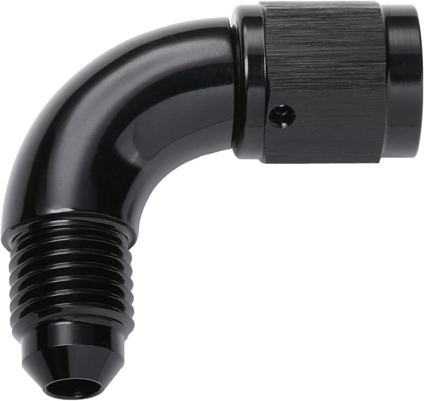 90 Degree 4AN Male to 4AN Female Swivel Full Flow Fitting Adapter Coupler Aluminum Black