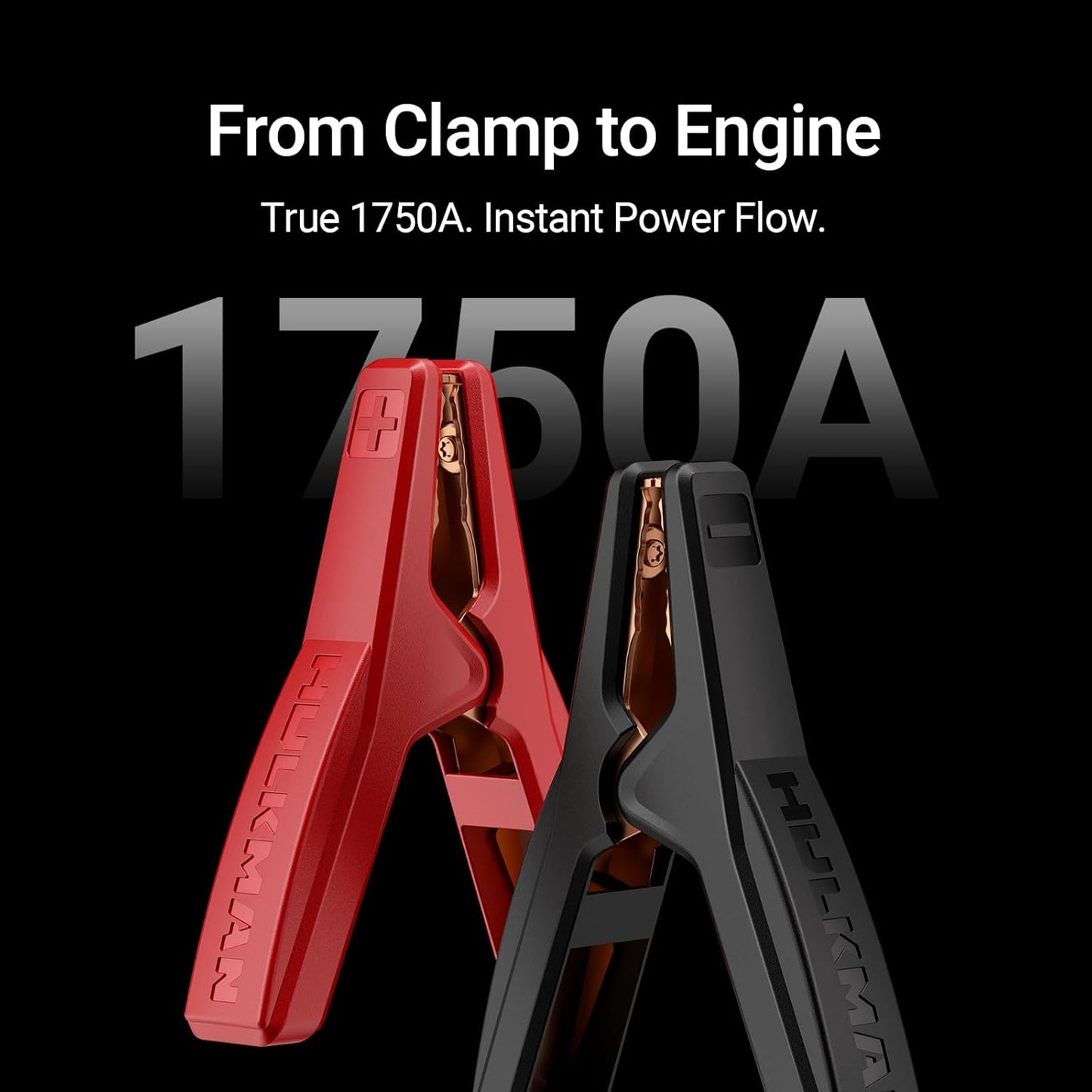 Hulkman Alpha Pro Solid Black, 1750A 59.2Wh Car Jump Starter Portable, High-Capacity Battery Booster & Jumper Cables, 3.3" Display Jump Box, PD65W in&Out, 12V Battery Pack for 8.0L Gas/5.0L Diesel