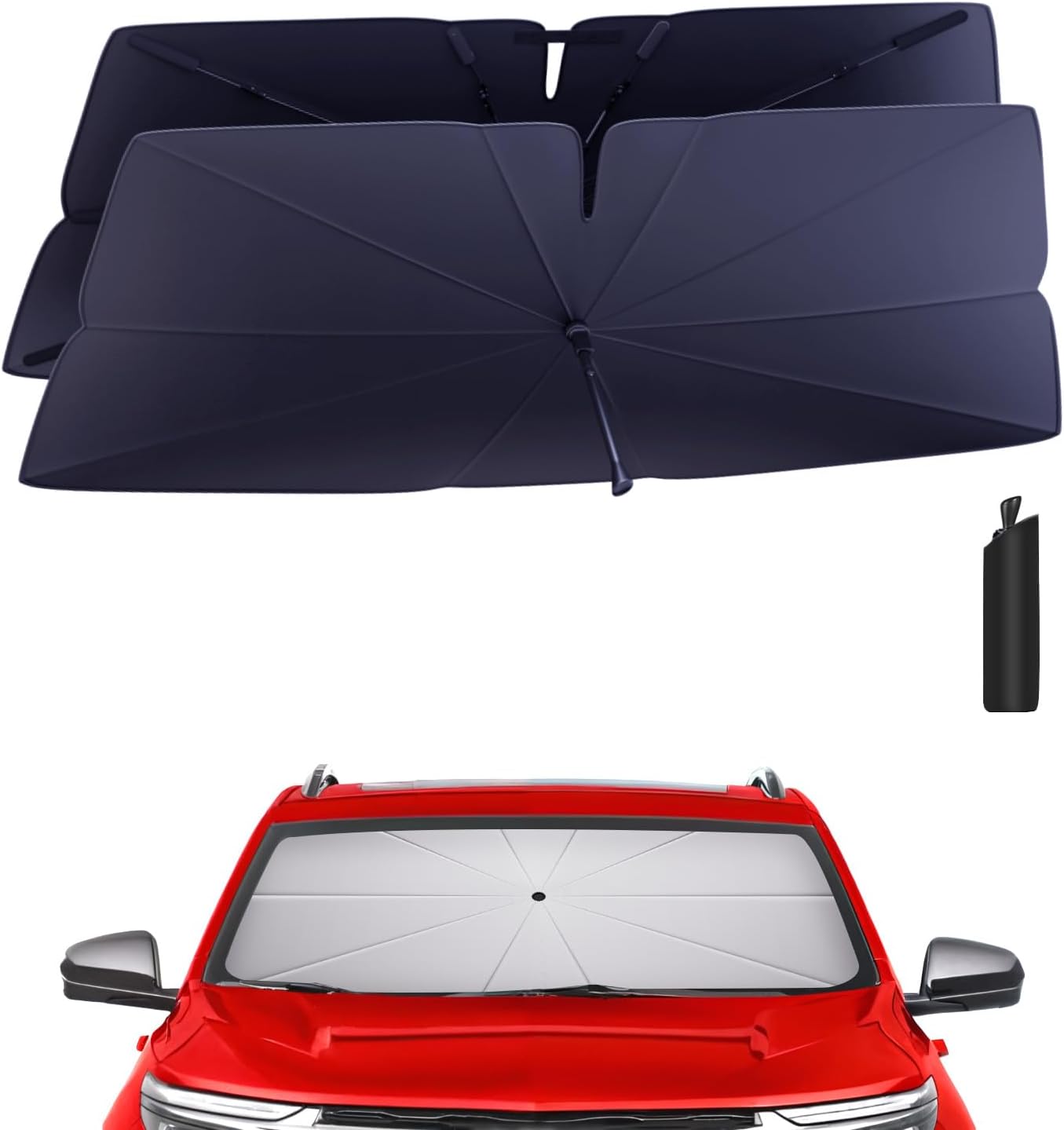 Windshield Sun Shade Umbrella: for Chevrolet Equinox-2018-2024 - Front Custom Car Window Shades - Double Thickened Foldable Chevrolet Equinox Sunshades Block UV Keep Cool