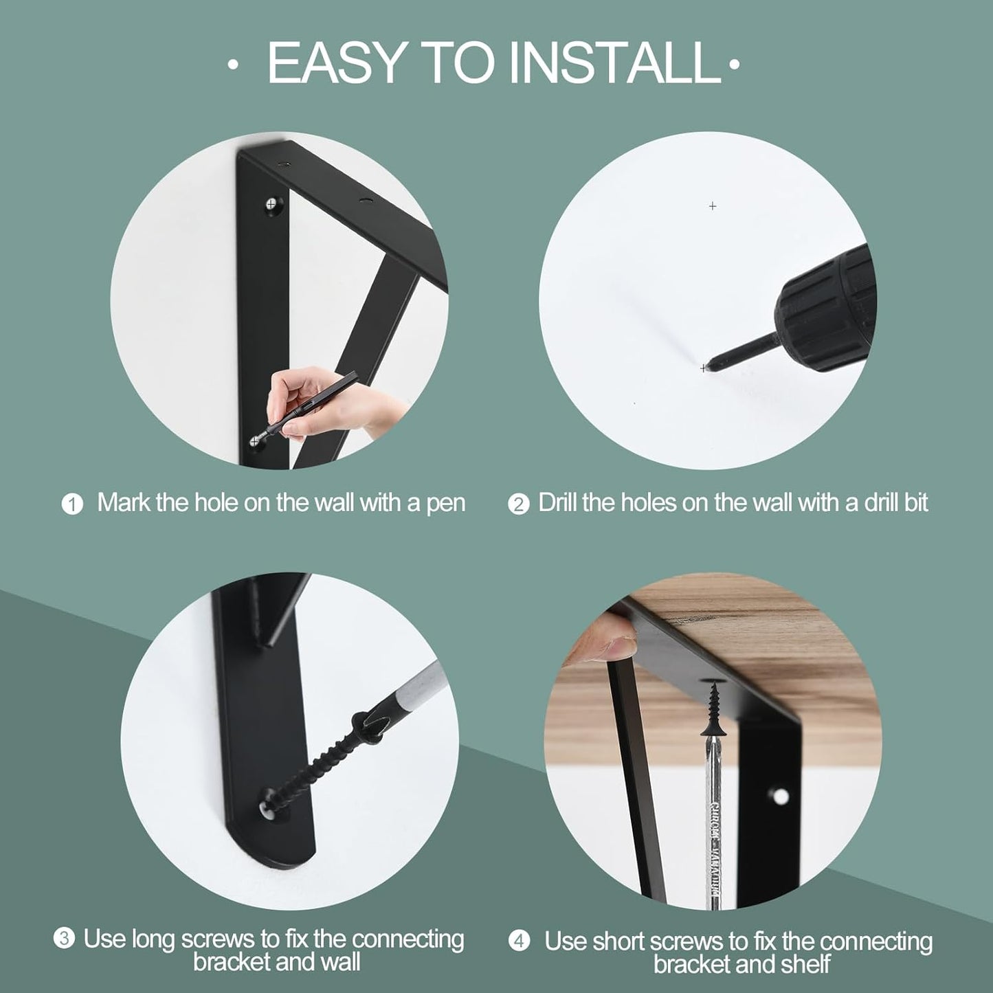 16 Pack L11 x H 8" Black Heavy Duty Shelf Brackets with Screws Metal Shelf Brackets Shelf Support Angle Brackets for Shelves L Brackets Heavy Duty Floating Shelf