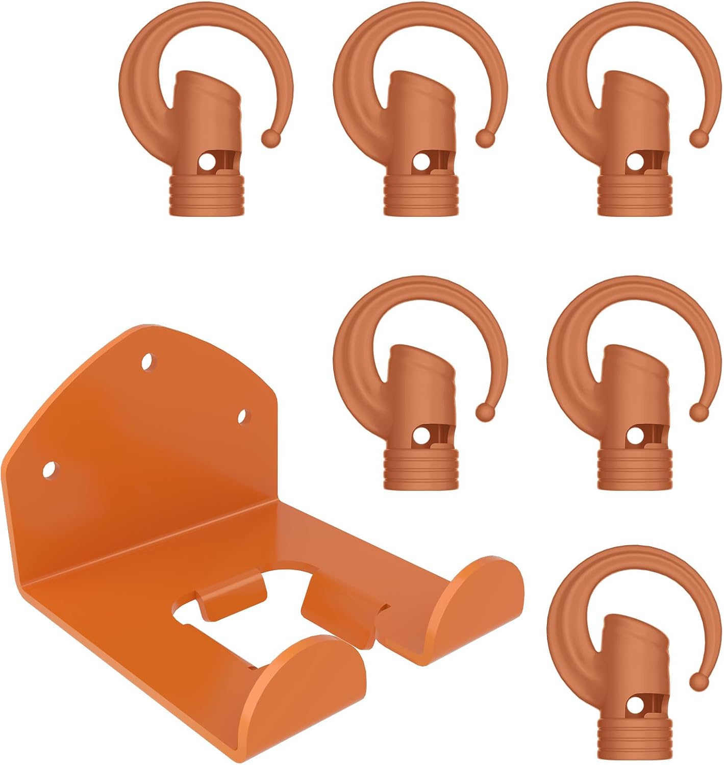 6 Pack Garage Storage Hooks + 1 Pack Trimmer Rack Compatible with Stihl Kombi Attachments, Garden Power Tool Holder Organizer Hangers for Grass Trimmer, Hedge Trimmer, Garage Wall