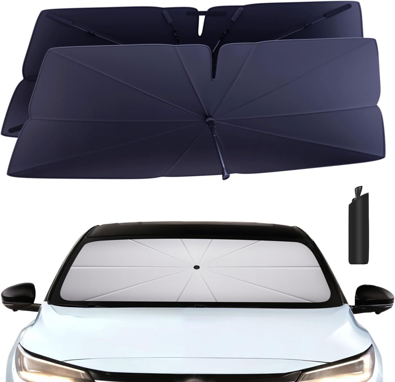 Windshield Sun Shade Umbrella: for Sentra-Sedan-2020-2024 2025-4-Layers Front Custom Car Window Shades - Double Thickened Foldable Sentra Sunshades Block UV Keep Cool