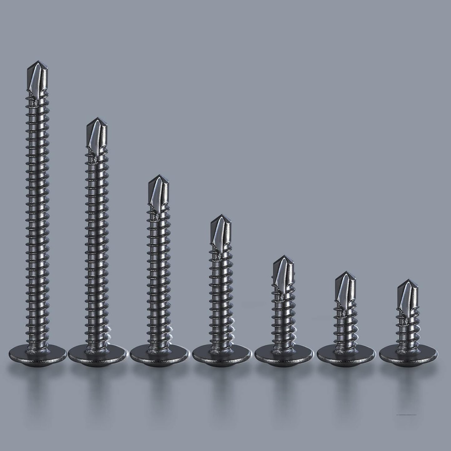 (100Pcs)#8×2” for Sheet Metal Self-Tapping Screws 410 Black Stainless Steel Truss Head High-Strength Quick Tapping