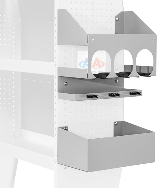 AA Products P-SH-Power Tool Organizer Wall Mount Designed for 13''D Van Shelving Storage, Three Layer 13" W Steel Power Tool Charging Station Organizer