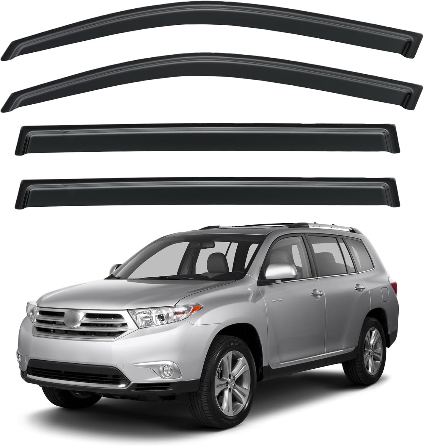 Window Visors Rain Guards Shield for 2008-2013 Toyota Highlander, Out-Channel Window Vent Wind Deflectors Visors Shades for 08-13 Highlander Hybrid