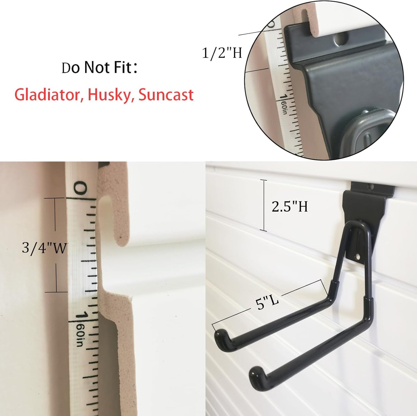 Slatwall Hooks - Black Garage Accessories, 8 Pack