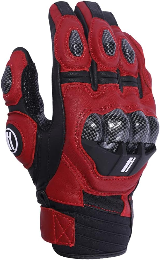 Harssidanzar Breathable Leather Motorcycle Gloves Touchscreen for Men Women KM046