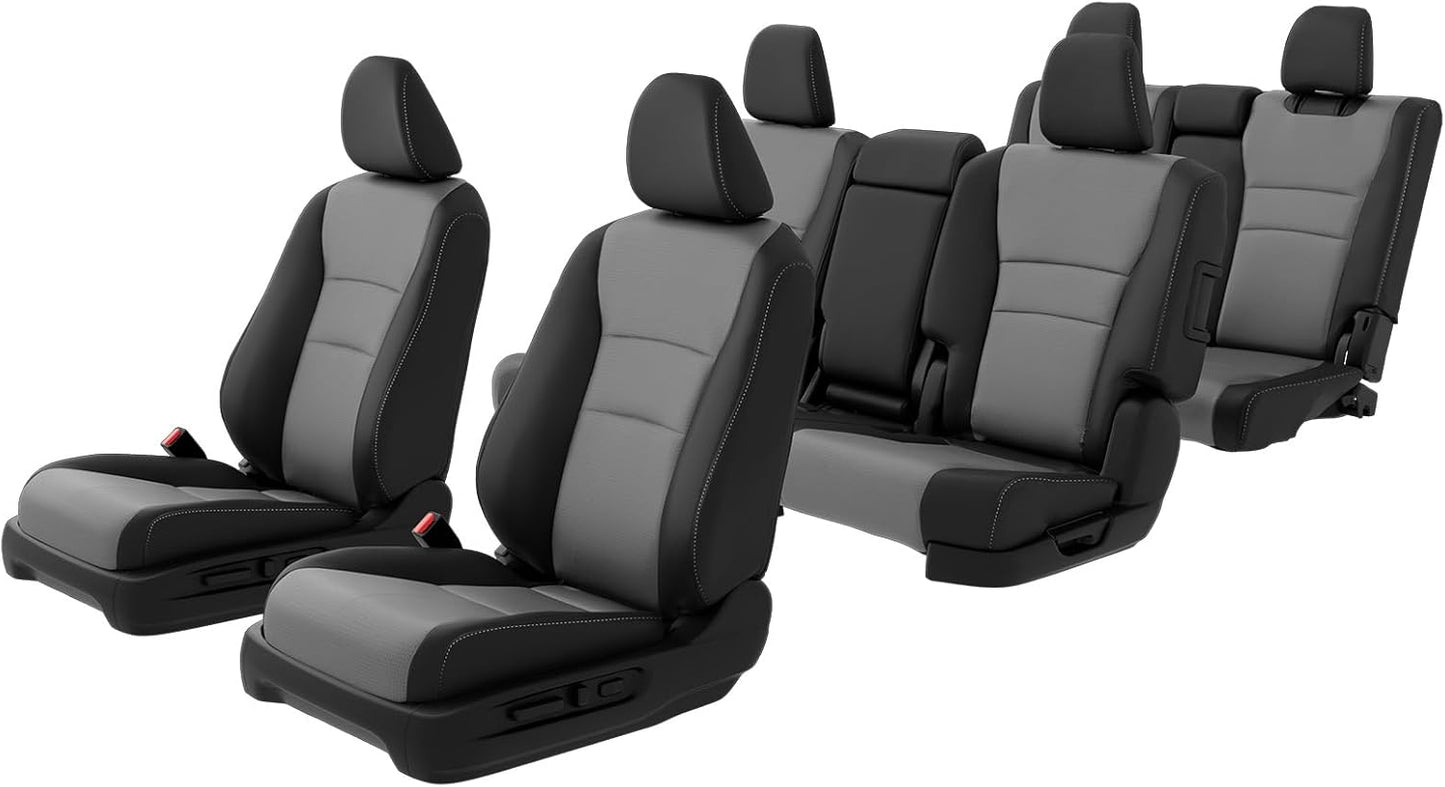 for Honda Pilot Seat Covers - Car Seat Covers Full Set Custom Fit Pilot EX-L, Special Edition, Touring, Sport 2016 2017 2018 2019 2020 2021 2022 8 Seats, Leather Automotive Seat Covers