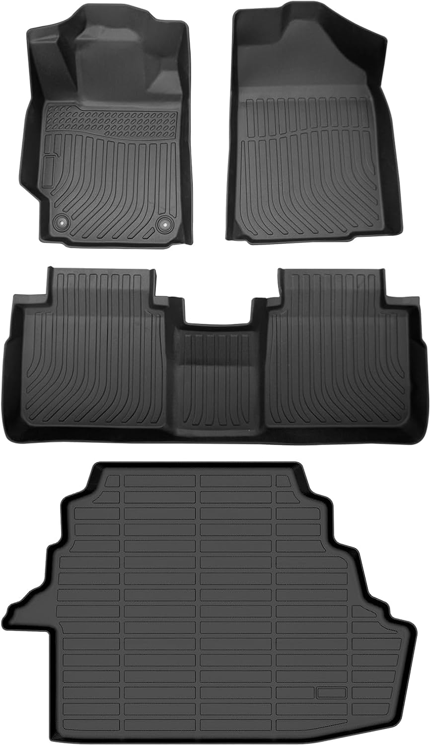 All Weather Floor Mats and Cargo Liners Set Fit for Camry 2007 2008 2009 2010 2011 TPE Car Mats Waterproof Anti-Slip Rubber Trunk Liners Camry Accessories