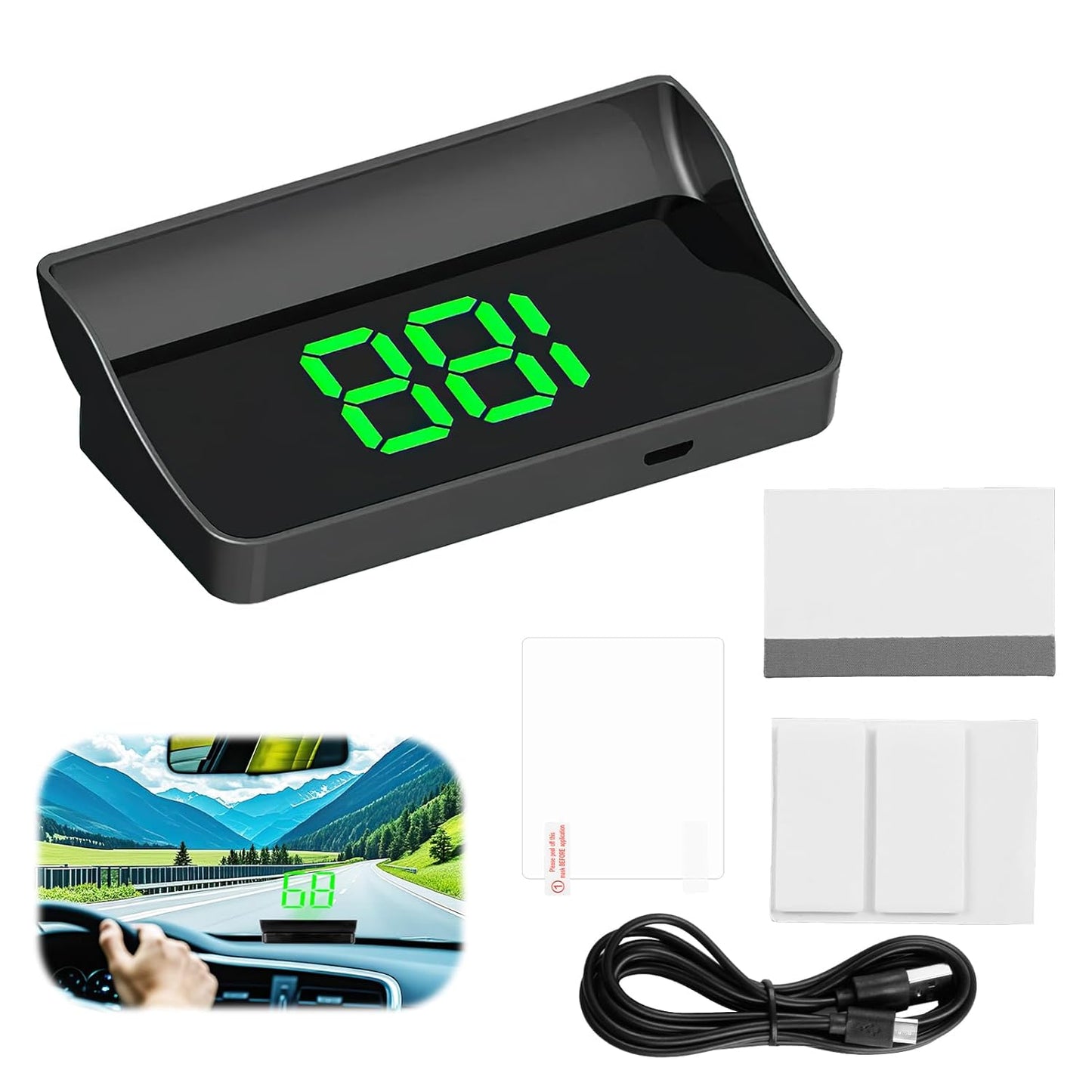 GPS Digital Speedometer for Car MPH, Universal HUD Speed Meter with LED Large Font, Plug Play for Car Truck Motor SUV Golf Cart All Vehicles (HUD Speedometer (Green Display))