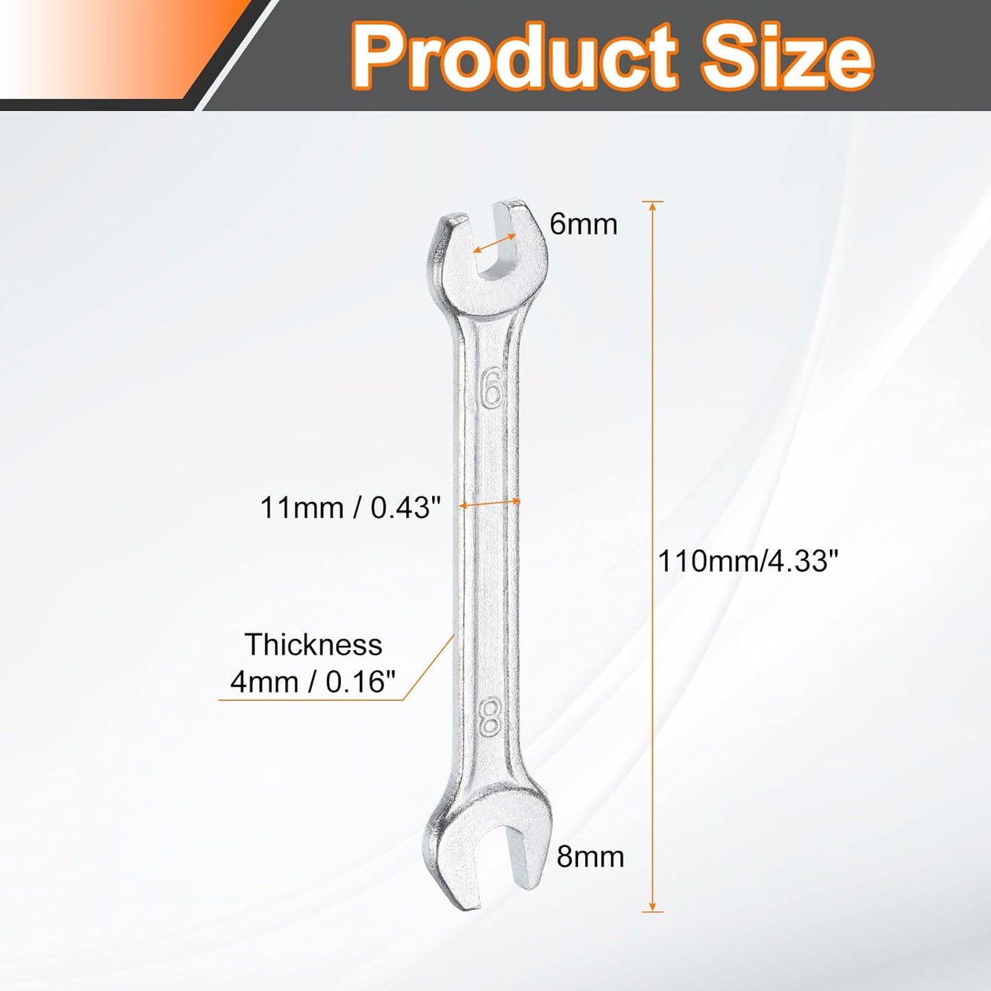 HARFINGTON Double Open End Wrench 6mm x 8mm Metric 15 Degree Offset Angle Small Flat Head Wrench Galvanizing Open Ended Spanner for Automotive Repair Furniture Assembly