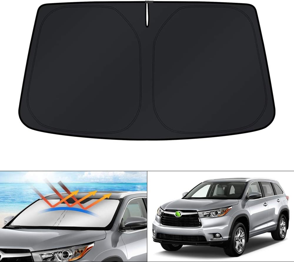 KUST Windshield Sun Shade for Toyota Highlander 2014-2019 Window Sun Visor Protector Sun Cover Foldable Blocks UV Rays Keep Your Car Cooler