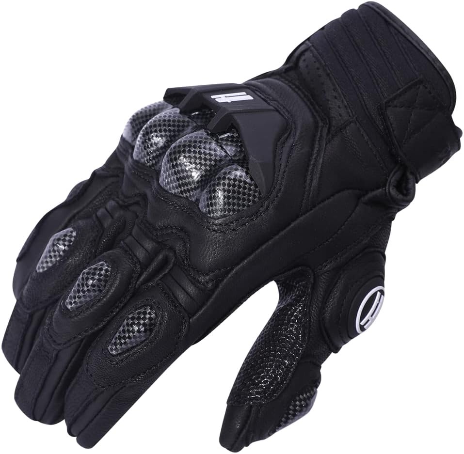 Harssidanzar Breathable Leather Motorcycle Gloves Touchscreen for Men Women KM046