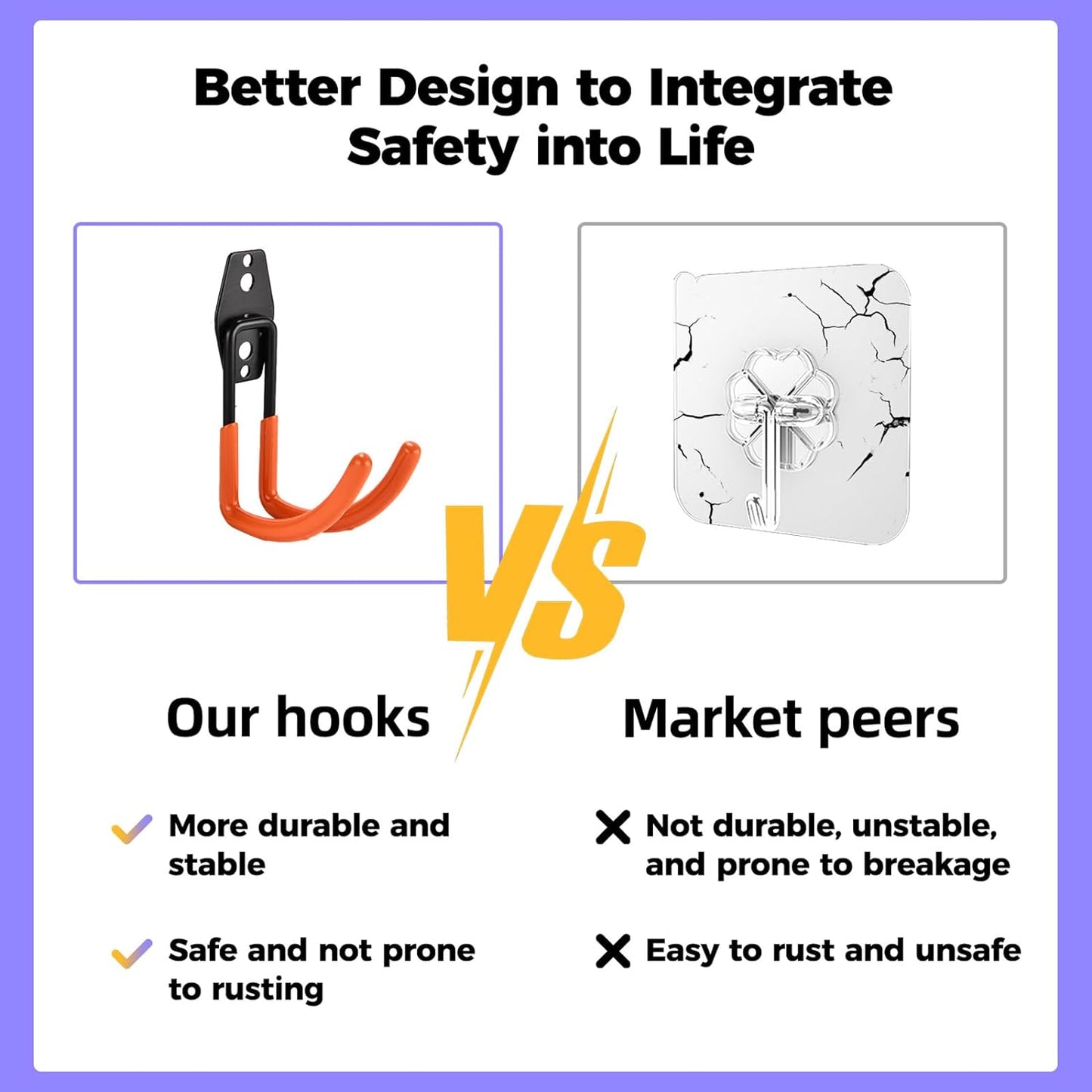 30 Pack Heavy Duty Steel Storage Hooks - Wall Mount Garage Hanger & Organizer for Bikes, Tools, Ladders, Bulk Items, Ropes and More