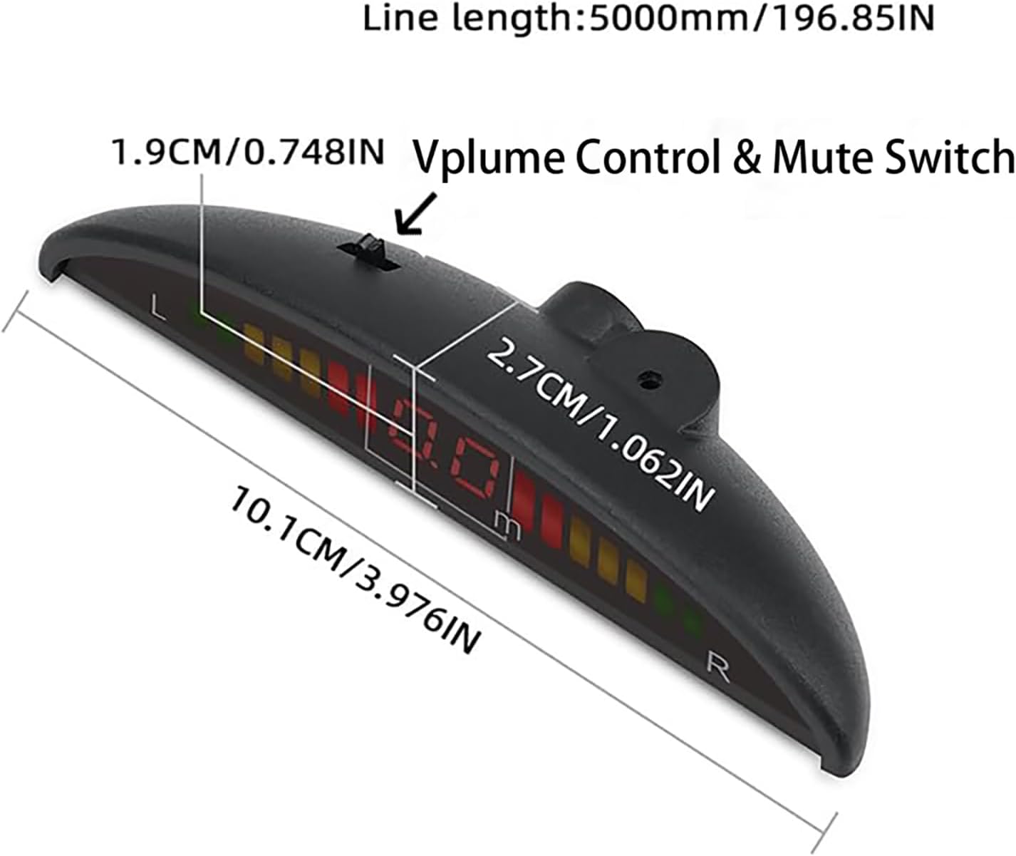 Pickup Truck Backup Radar System - Four 5.95m Sensors for Rear Installation, Compatible with Front Bumper Mounting - Enhance Safety & Visibility（Black）