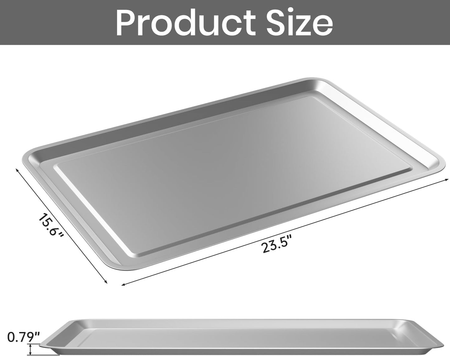 2 Pcs Under Car Oil Pans for Changing Oil, Motorcycle Automotive Oil Change Pan Silver Rust Resistant Drip Tray, Oil Catch Pan Replacement Tray for Garage Machinery Supplies (23.5 x 15.6 Inch)