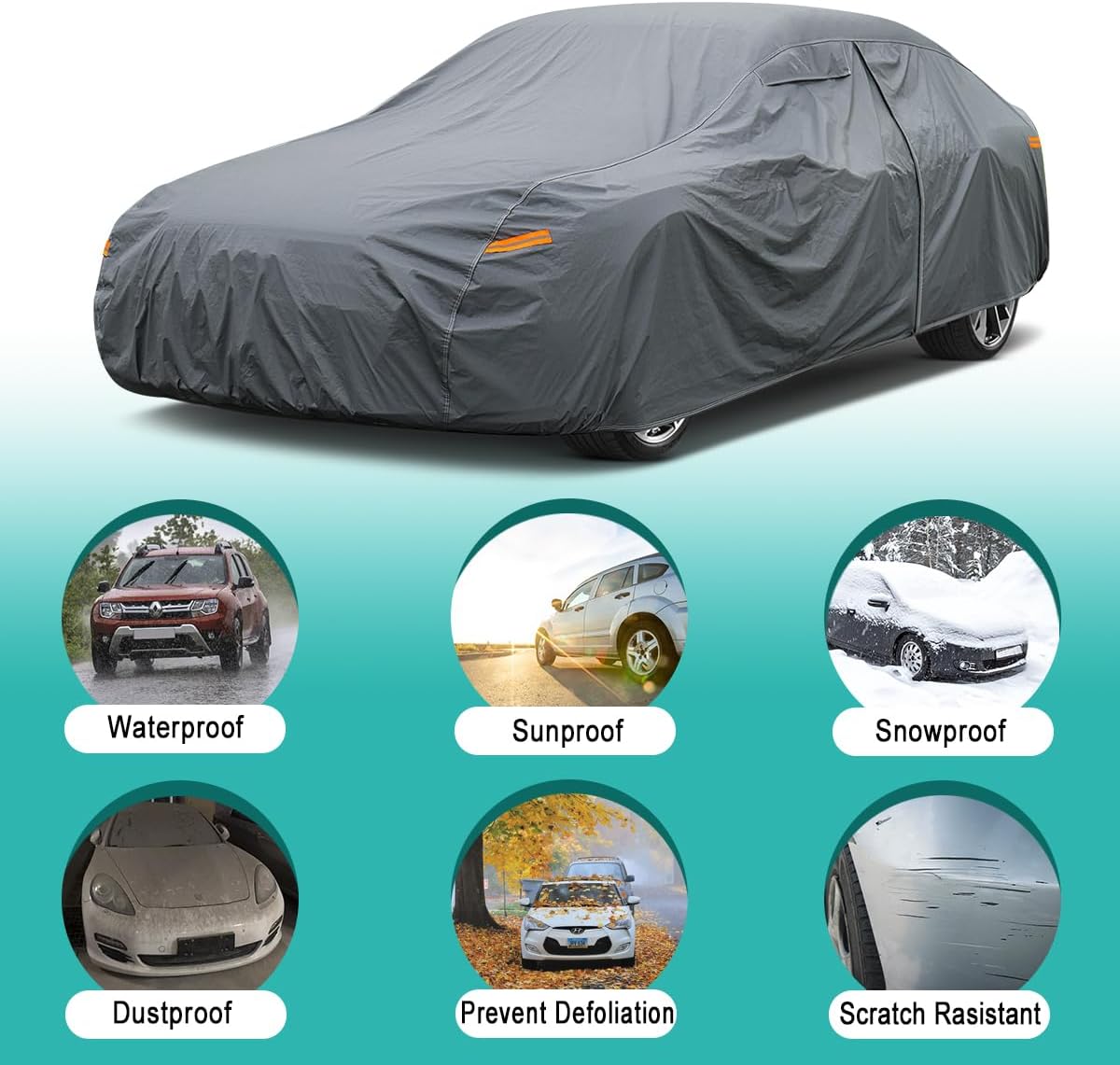 Premium Car Cover Custom Fit Dodge Charger (2006-2025), 16 Layers Heavy Duty Car Cover Waterproof All Weather with Zipper Door for Sun Rain Snow Dust Uv Protection