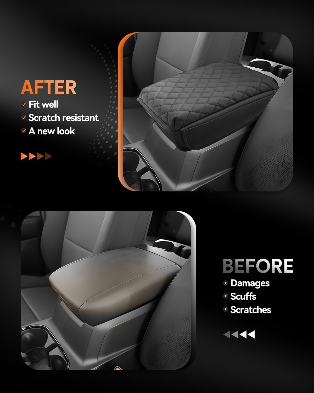 CDEFG for Chevrolet Colorado 2023-2025 2026 Center Console Cover Armrest Box Cover for Chevy Colorado (WT, LT, Trail Boss, Z71, ZR2) Accessories Console Arm Rest Protector 2 Side Pocket