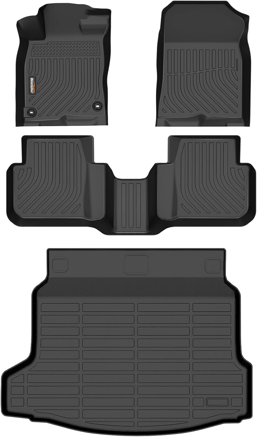 Binmotor-Floor Mats & Cargo Liner Set for 2025 Honda Civic Hybrid Hatchback, All Weather Car Floor Mat for Honda Civic Hybrid Hatchback Accessories Rubber Mats Heavy Duty Liners