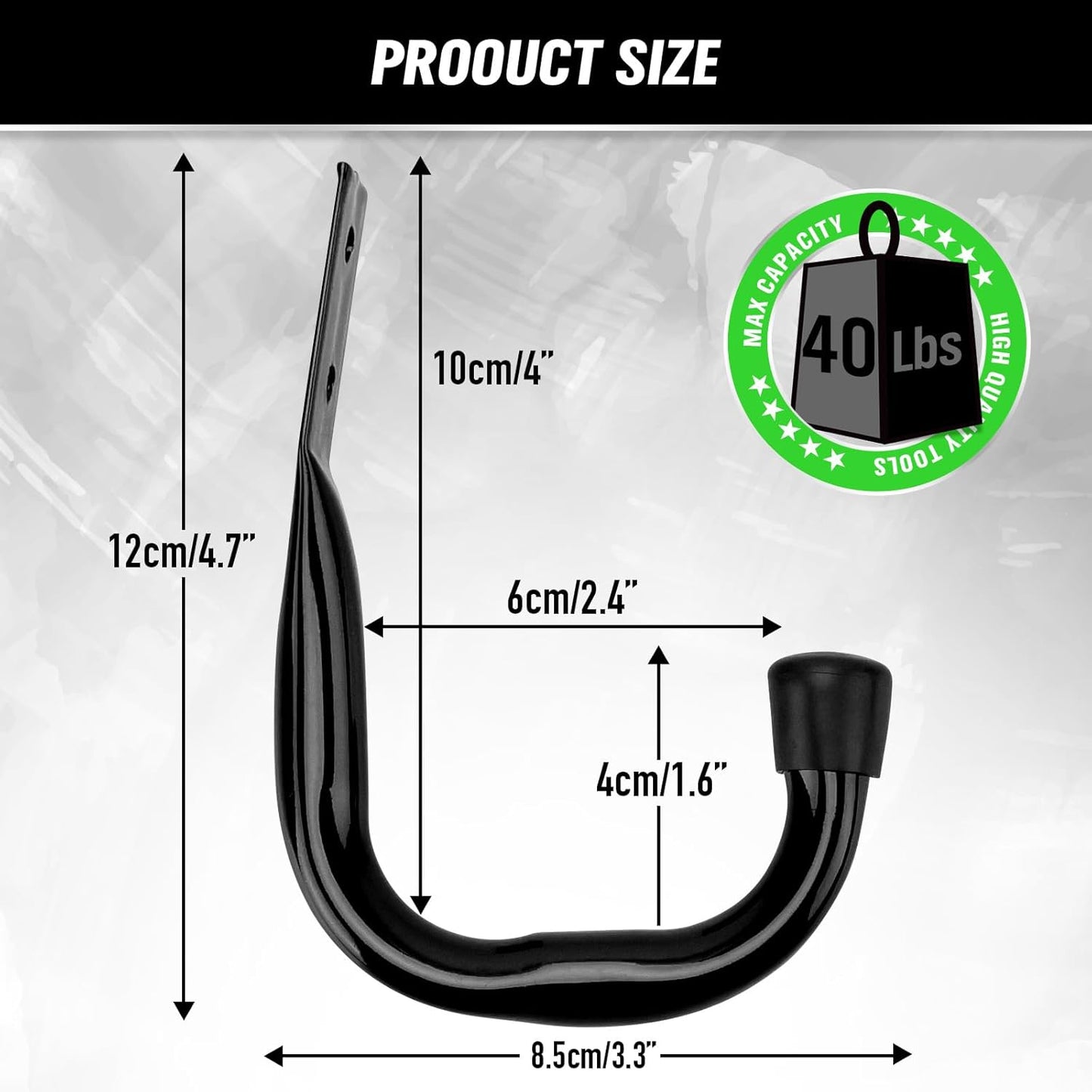 Heavy Duty Garage Storage Hooks, 6-piece Bike Hooks for Garage Wall, Utility Garage Hooks, Wall Mount J Hook for Hanging, Large Metal Storage Organizer Tool, Extension Cord Hanger