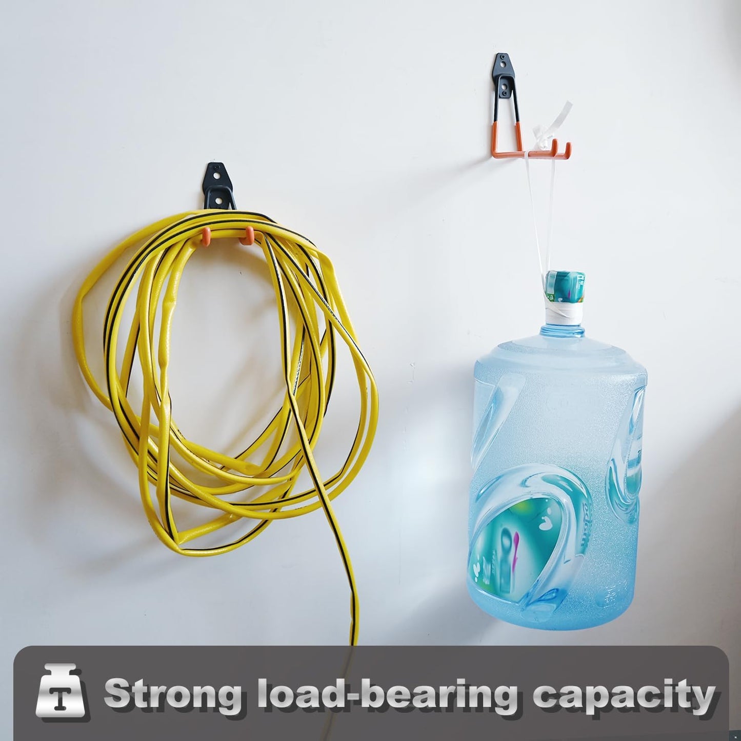 QUELIEN 4 Pack Garage Wall Hooks, 2 Large 7.5 in & 2 Small 2.5 in Heavy-Duty Cord Organizers for Garage Storage, Space-Saving Design for Home, Garage, and Workshop Use