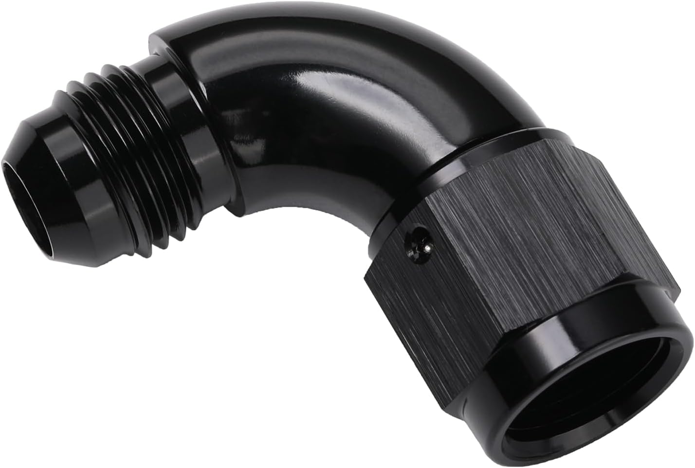 90 Degree 6AN Male to 6AN Female Swivel Full Flow Fitting Adapter Coupler Aluminum Black