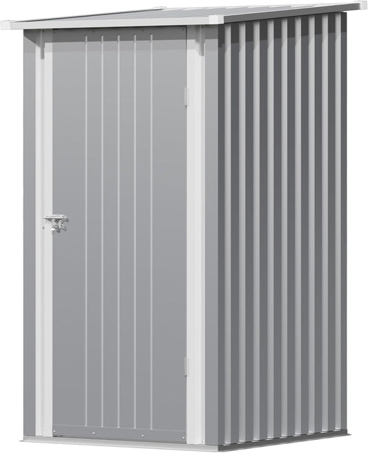 Devoko 3x3 FT Outdoor Storage Shed, Small Garden Tool Shed with Single Lockable Door, Metal Tool Storage Shed with Sloping Roof, Outside Shed for Backyard Patio Lawn, Gray