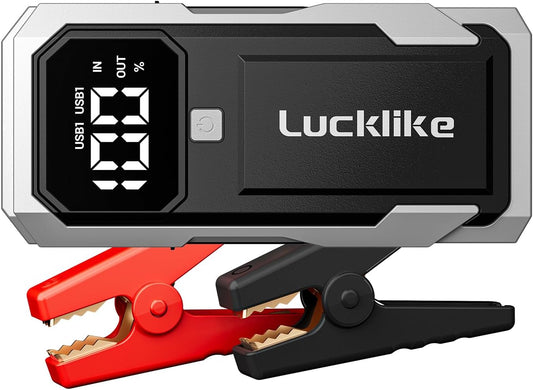 Lucklike Car Battery Jump Starter Portable, Jump Starter Battery Pack for 8.0L Gas/7.0L Diesel Engines,12V Jump Box with Portable Charger Power Bank, 3 Modes Emergency Light and Jumper Cable