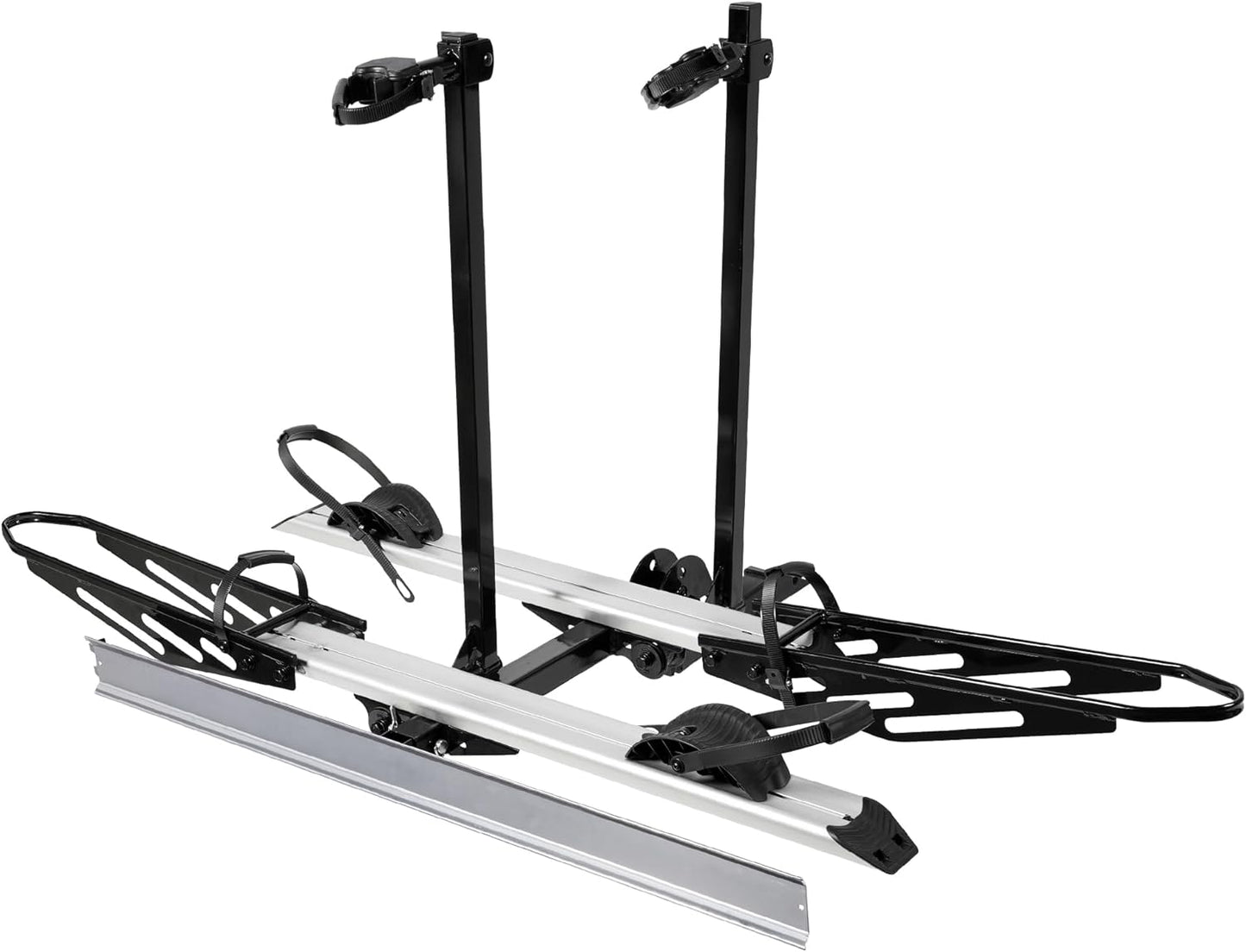 Rockland Foldable 2-Ebike Rack with Ramp, 200 lbs Capacity, Hitch Mount Electric Bike Rack, Fits up to 5" Fat Tire Width and 50" Wheelbase, Ebike Carrier Rack for 2" Receiver for Cars SUVs Vans RVs