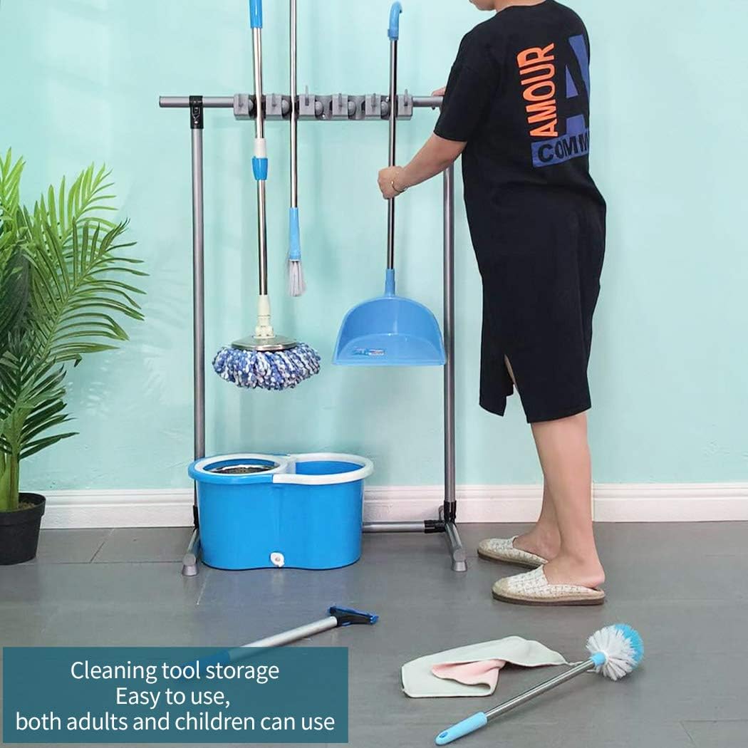 Broom Mop Holder Floor-Mounted mop Rack Cleaning Tool storage for laundry room closet organizer (6racks)