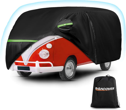 Car Cover for 1950-1992 VW Bus T1 T2 T3, Waterproof 420D Oxford Cloth Cover Outdoor Full Car Covers with Zipper Windproof Heavy Duty All Weather with Wind, Sun, UV and Dust Protectio