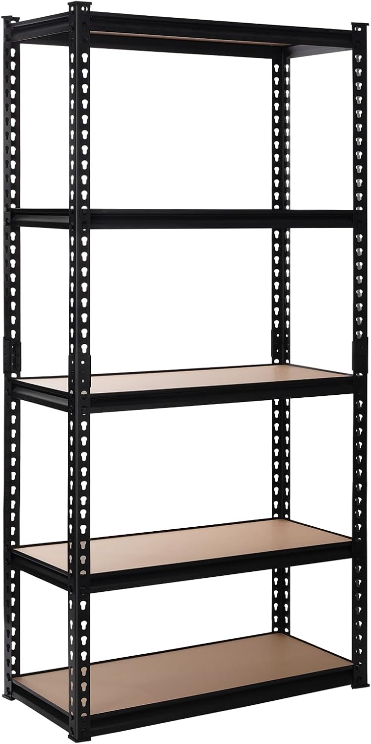 PACHIRA E-Commerce 5 Tier Storage Shelves 31.5" W x 15.75" D x 72" H, Adjustable Metal Shelving Heavy Duty Garage Shelving Unit Utility Rack Shelf for Storage Warehouse Pantry Closet, Black