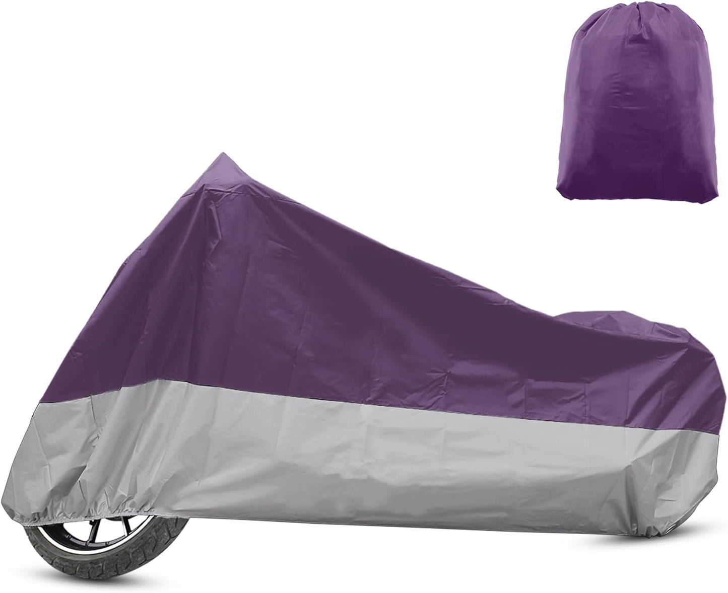 X AUTOHAUX Motorcycle Cover for Harley Davidson for Honda for Suzuki All Season Weather Waterproof Sun Motorbike Cover Fits Up to 96.46'' Motorcycles Vehicle Cover XL Purple Silver Tone