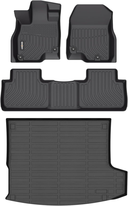 GINOWY- Floor Mats & Cargo Liner for Acura RDX 2019-2024 2025, TPE All Weather Protection RDX 2024 Car Mats Custom for RDX Floor Liners Anti-Slip Trunk Mat Waterproof Accessories-Black