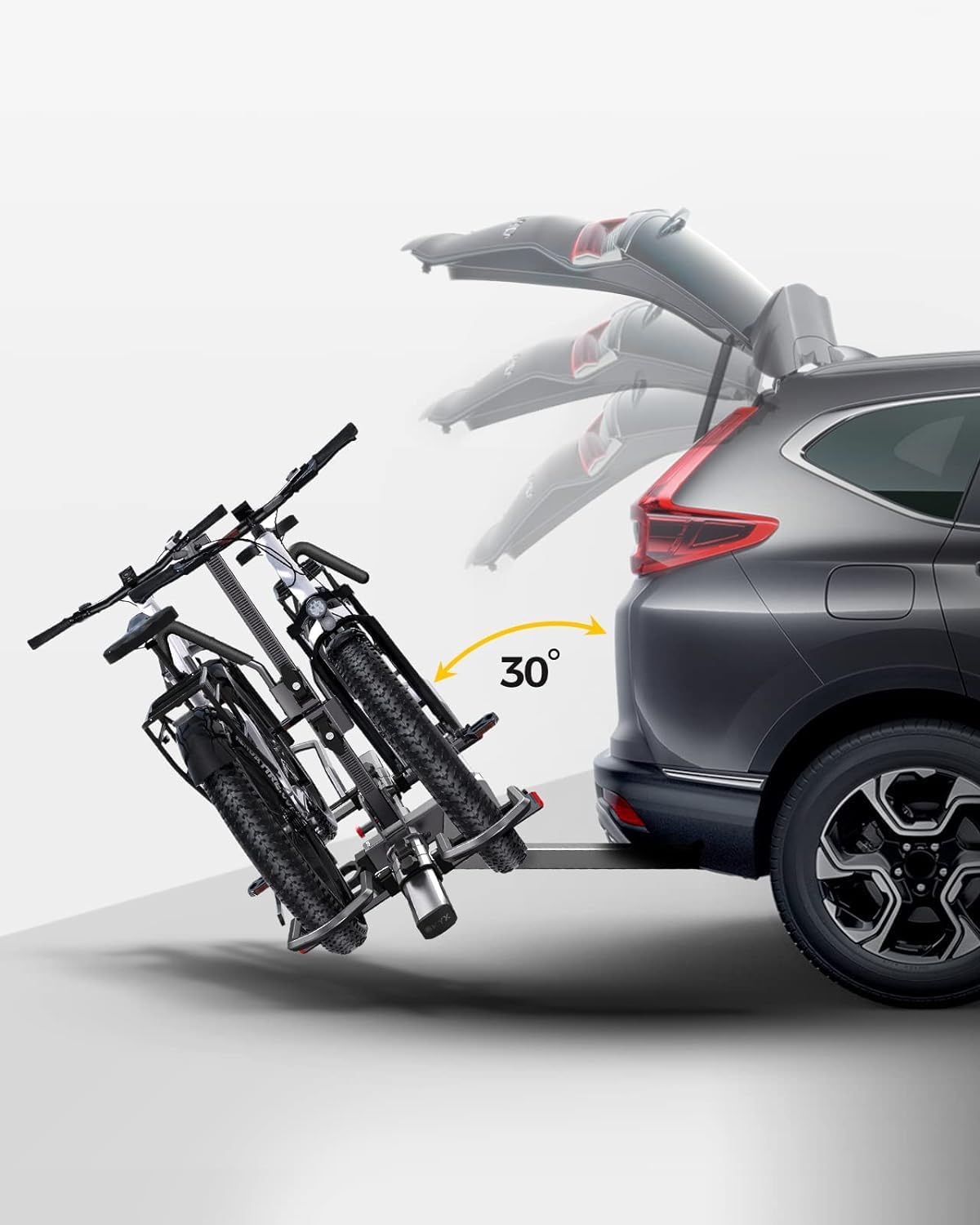 KYX 220 lb Hitch Mounted E-Bike Rack, 2-Bike Rack Platform Style for Cars Trucks SUVs Minivans, fits MTB Gravel Road Bike with Up to 5-inch Fat Tire Carrier Rack - 2" Hitch Receiver (Aluminum)