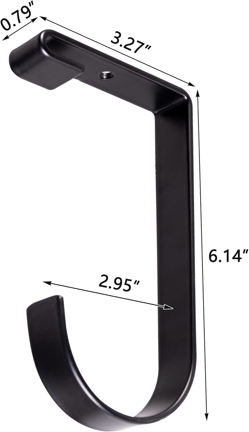 4-Pack Heavy Duty Add-On Flat Hook Accessory for Garage Ceiling and Wall Storage, Alloy Steel, Black - Suitable for FLEXINOUMTS Racks