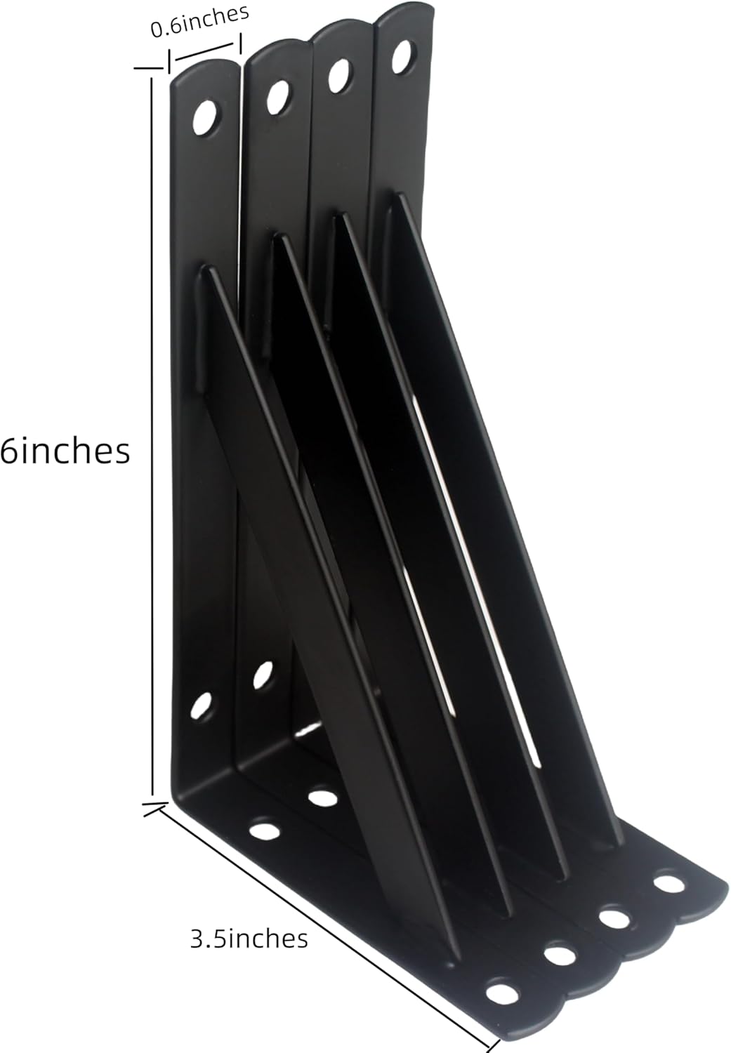 12 Pack L6 x H 3.5" Black Heavy Duty Shelf Brackets with Screws Metal Shelf Brackets Shelf Support Angle Brackets for Shelves L Brackets Heavy Duty Floating Shelf