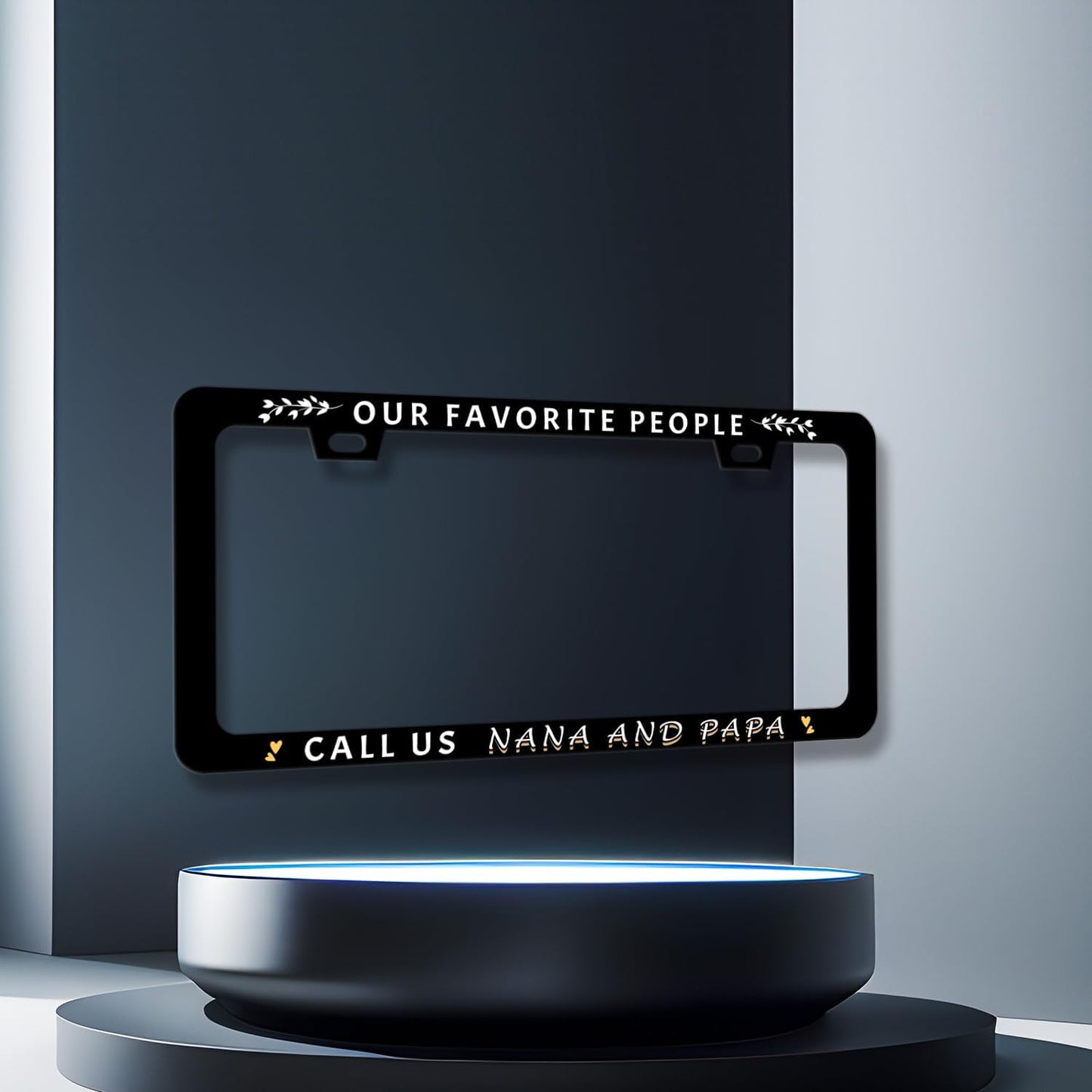 Our Favorite People Call Us Nana and Papa License Plate Frame Funny Text License Plate Frames Auto Accessory for Car Decorative Stainless Steel License Plate Holder with Screws 12.2" x 6.2"