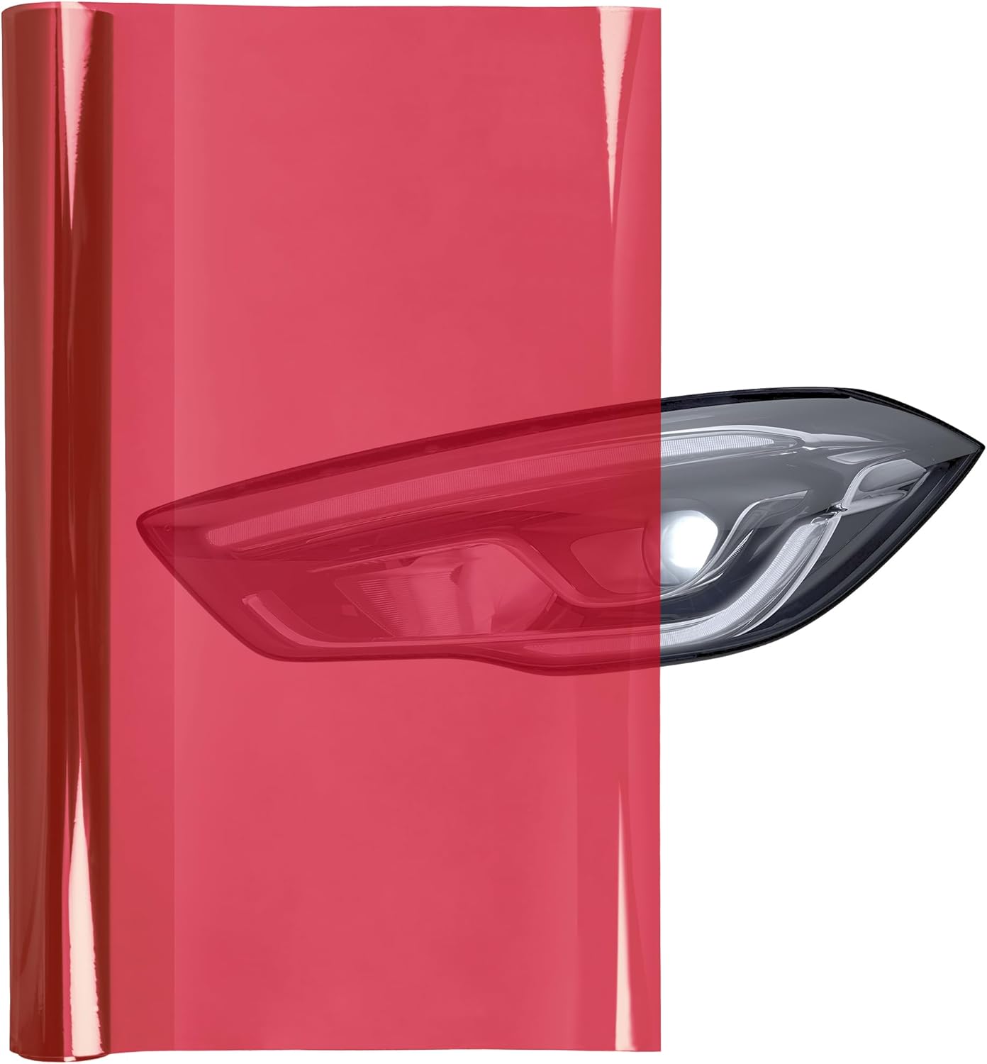 Lypumso 16 x 60 Inches Headlight Taillight Car Tint Vinyl Film, Self Adhesive Fog Lights Sticker Sheet Roll for Car Lights Cover Protection (Red)