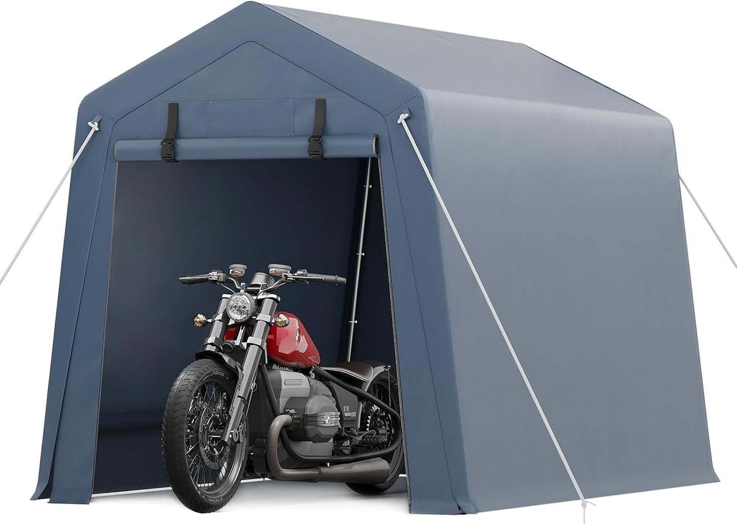 6x6 FT Motorcycle Shed, Durable Outdoor Motorcycle Storage Tent with Roll-Up Ventilated Zipper Door and Windows, Outdoor Garage Canopy for Motorcycle, Bike