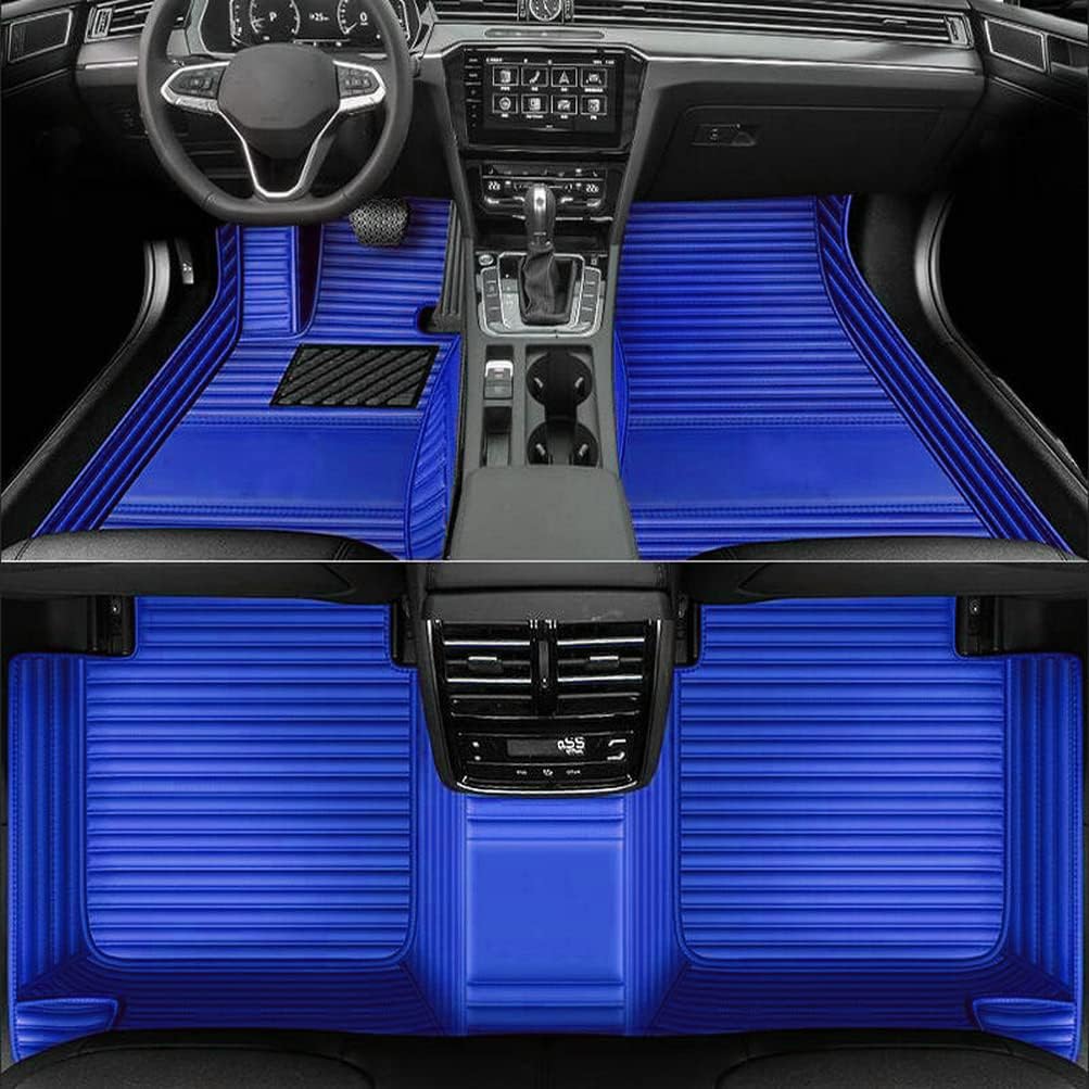 Custom Colors Car Floor Mats Black Pink for 99.9% Sedan SUV Sports， All-Weather Liners Car Floor mat，Luxury Leather Automotive Floor Mats (Blue Stripe,3D Floor Mats)