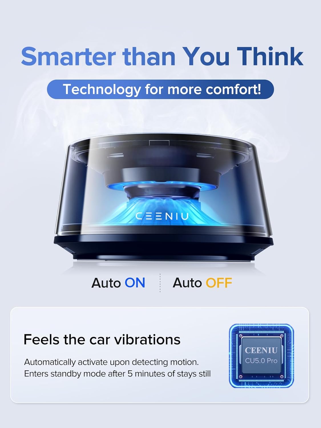 Ceeniu Smart Car Air Fresheners, Premium Scenic Fragrance Car Freshener, Auto On/Off, Adjustable Intensity, Sandalwood Cologne & Cherry Blossom Lasts for 4 months, 2025 New CF8 Automotive Diffuser