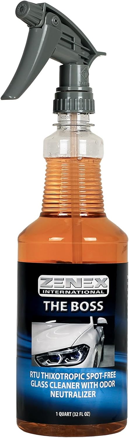 Zenex The Boss Glass Cleaner - Professional-grade Glass Cleaner | Removes Grime from Glass Surfaces - Mirrors, Windows, & More | Not For Tinted Glass | Spot-Free, Streak-Free Finish | 32 oz (2 Pack)