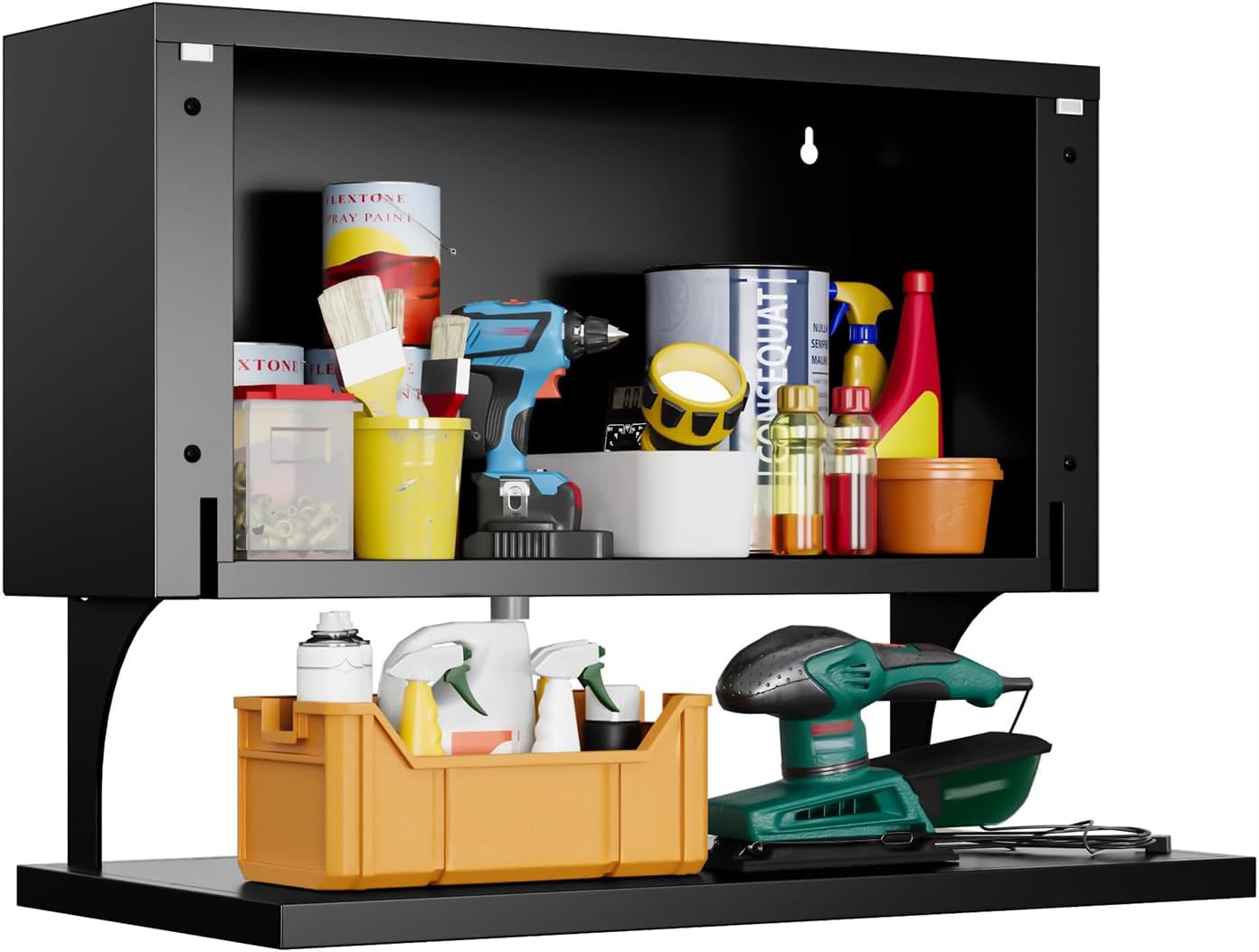 Yizosh Metal Wall Cabinet with Door,Wall Mounted Metal Storage Cabinet with Shelf,Floating Garage Tool Cabinet for Garage,Office,Warehouse,Kitchen