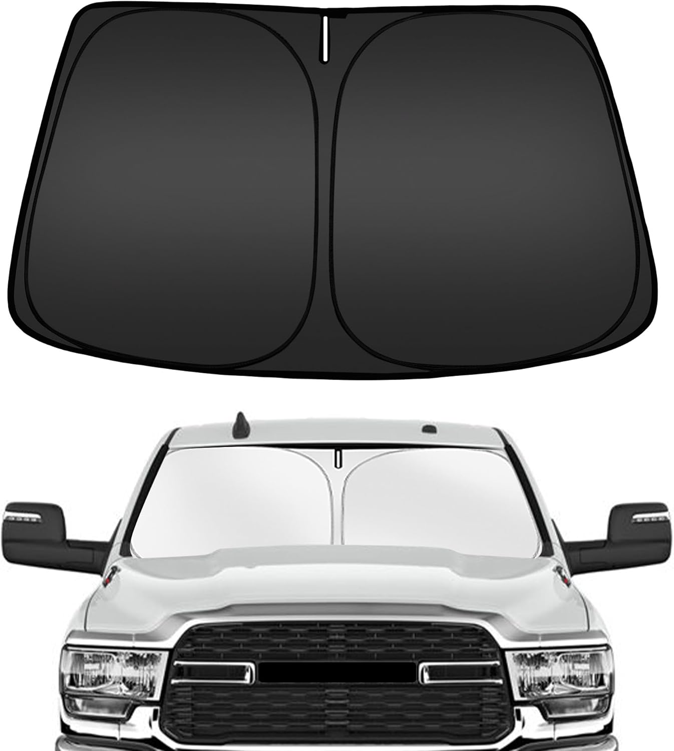 ARISMOTOR Windshield Sun Shade for Dodge RAM 2500 3500 2010-2025, Custom Fit Foldable Front Window Sunshade Sun Visor Protector, Block UV Rays Keep Your Car Cooler