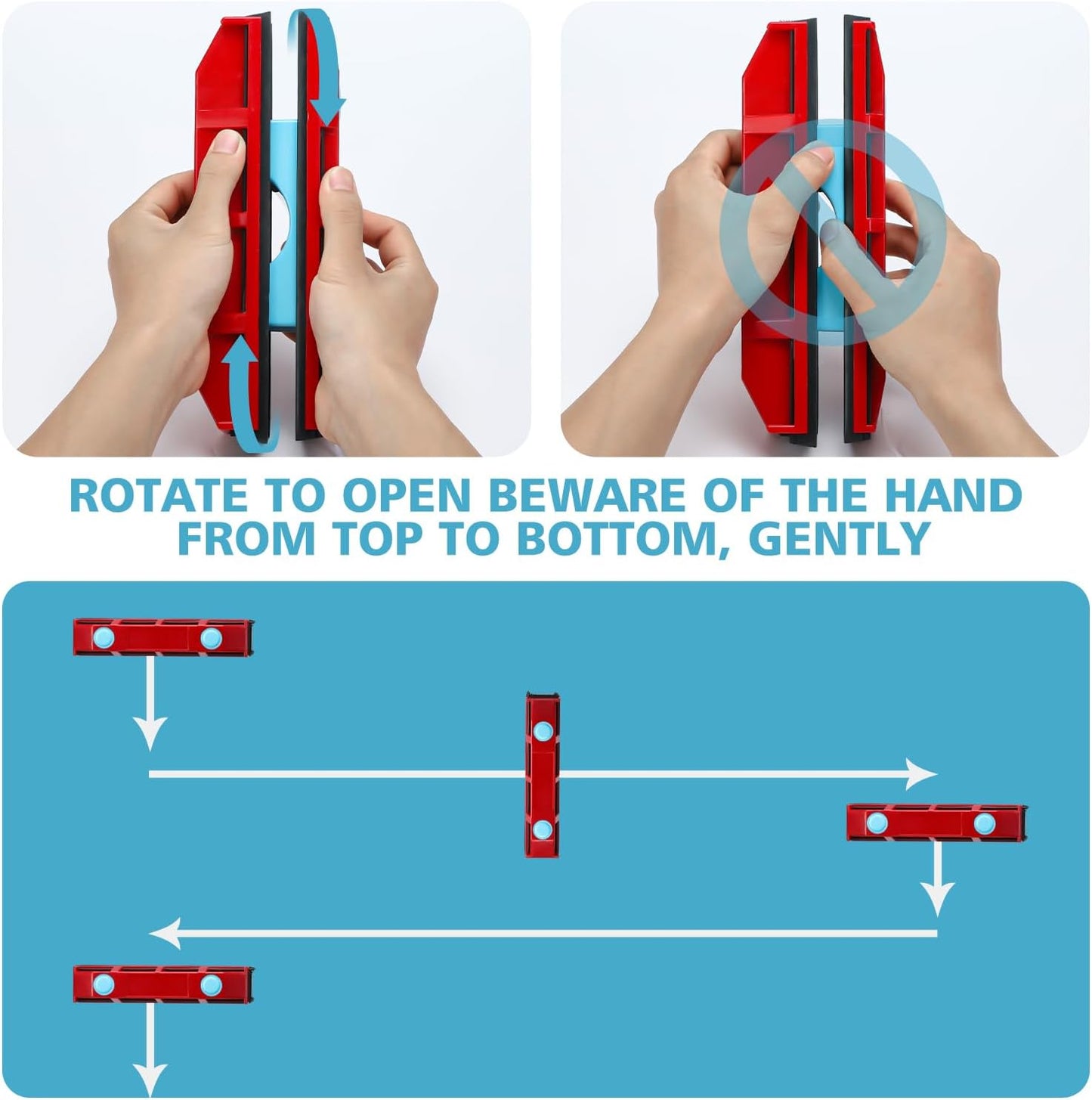 Magnetic Window Cleaner, 0.8"-1.1" Double Sided Window Glass Wiper Cleaning Tool for High-Rise Cleaning Windows Thickness, Magnetic Car Window Cleaner, Outdoor Window Cleaner